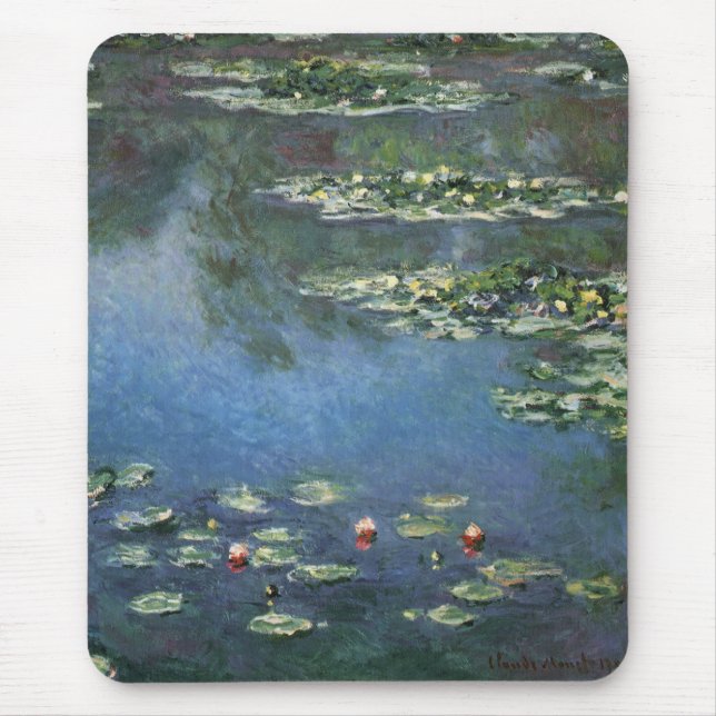 Mousepad Lírios de Claude Monet, Flores Vintage (Frente)