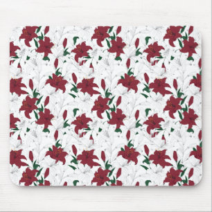 Mousepad Lírios de Natal Vermelho e Branco