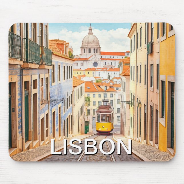 Mousepad Lisboa Portugal Pantheon Alfama Watercolor (Frente)