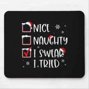 Mousepad Lista de Natal Bonito Travesso Eu Juro que Tentei