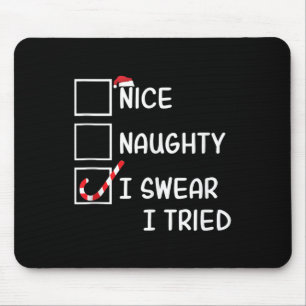 Mousepad Lista de Natal Divertida Bom Mal Bom Juro Que Tent
