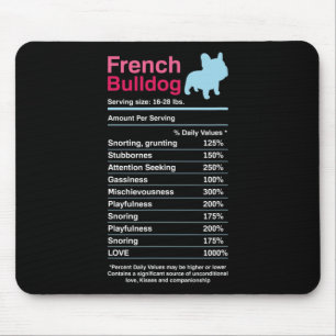 Mousepad Listas Francesas de Ingredientes do Buldogue