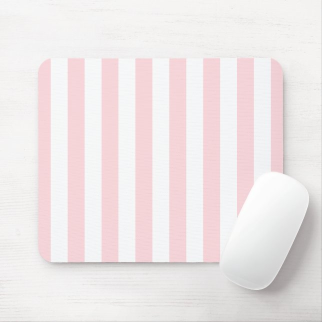 Mousepad Listrado Rosa e Branco (Com mouse)