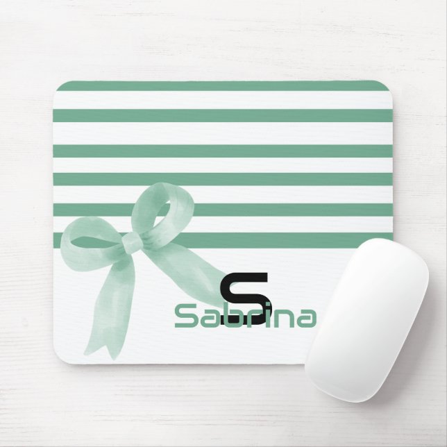 Mousepad Listras Arco de Hortelã Aquarela Fofa (Com mouse)
