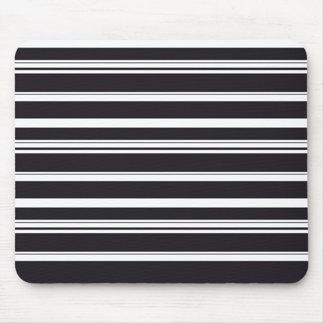 Mousepad Listras brancas e pretas, de cor branca (Frente)