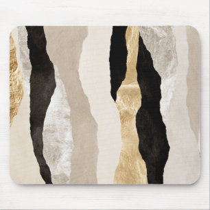 Mousepad Listras Brancas Pretas Creme Dourado