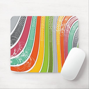 Mousepad Listras Coloridas de Arco-íris com Florescimento e