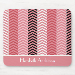 Mousepad Listras cor-de-rosa modernas chiques de Chevron