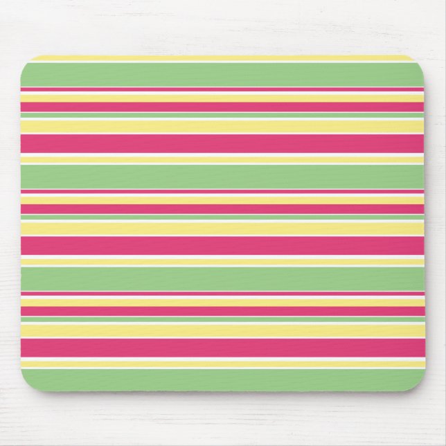 Mousepad Listras cor-de-rosa, verdes e amarelas (Frente)
