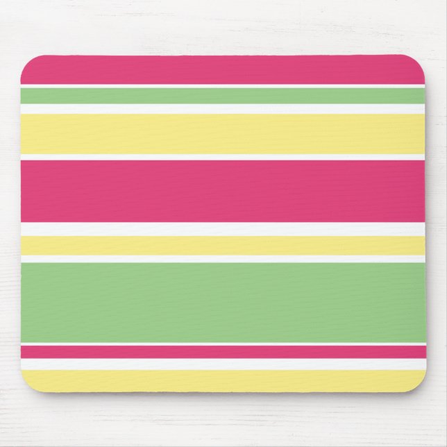 Mousepad Listras cor-de-rosa, verdes e amarelas (Frente)