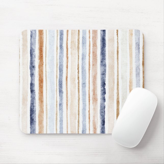 Mousepad Listras Creme Marrom Azul (Com mouse)