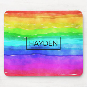 Mousepad Listras de Arco-Íris em Aquarela Personalizadas