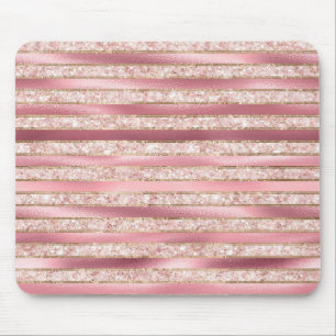 Mousepad Listras de Brilho Falso Rosa Chic