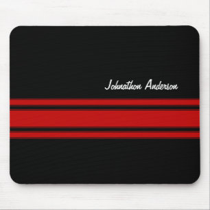 Mousepad Listras de competência vermelhas e pretas moderna