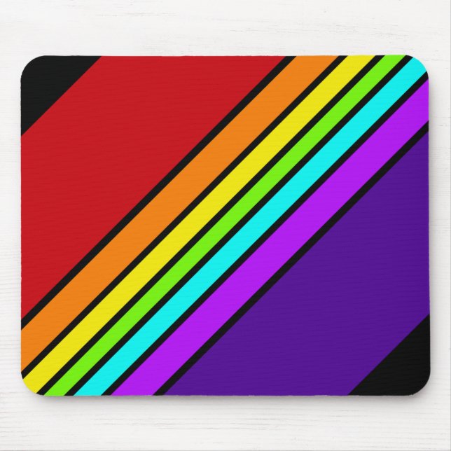 Mousepad Listras Diagonais Arco-íris Diversão Ópti (Frente)