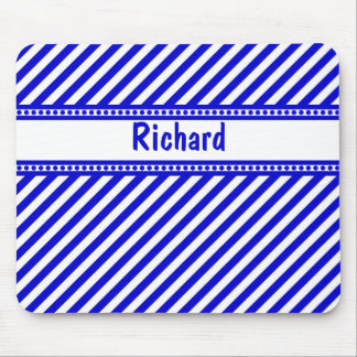 Mousepad Listras diagonais azuis e brancas