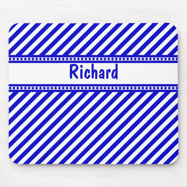 Mousepad Listras diagonais azuis e brancas (Frente)