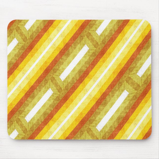 Mousepad Listras Diagonais Retrô em Amarelo e Laranja (Frente)
