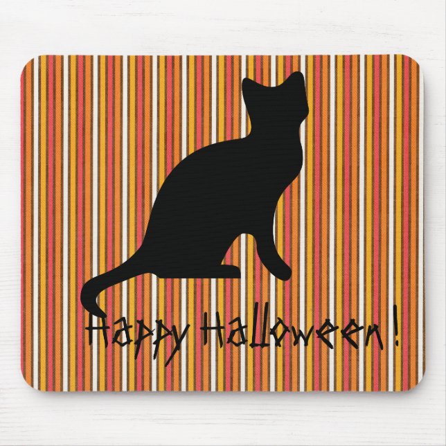 Mousepad Listras do gato preto do Dia das Bruxas (Frente)