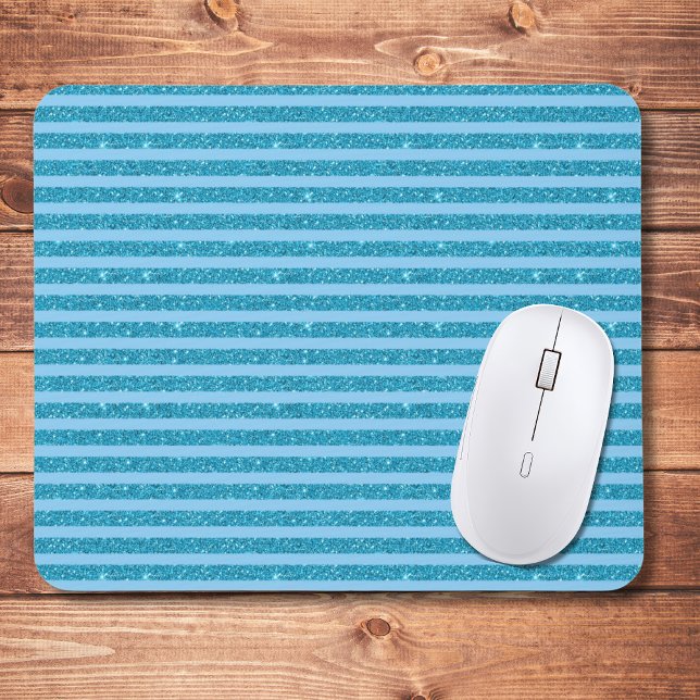 Mousepad Listras Horizontais Estilo Glitter Azul Oceano Chi (Criador carregado)