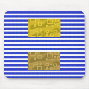 Mousepad Listras Legais Azul Dourado Geométrico