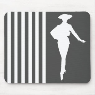 Mousepad Listras Modernas de Carvão com Silhueta de Moda