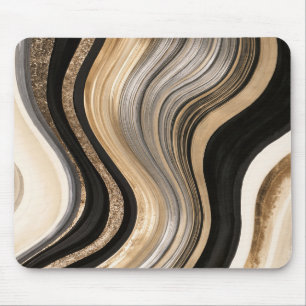 Mousepad Listras Onduladas Pretas Douradas