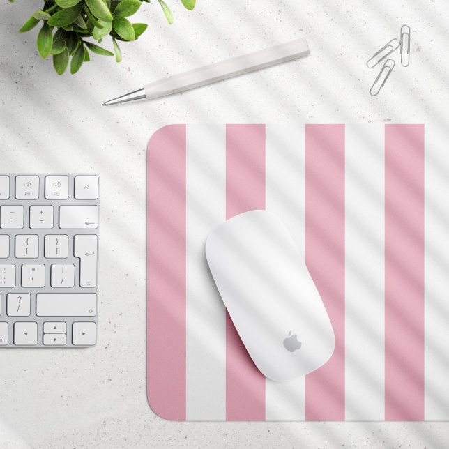 Mousepad Listras Rosa, Listras Brancas, Padrões Laminados (Criador carregado)