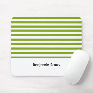 Mousepad Listras verdes e brancas de nome personalizado