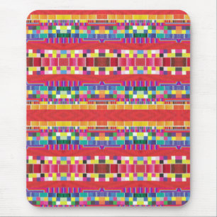 Mousepad listras vermelhas, faixas e pixels coloridos