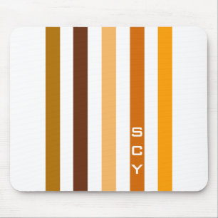 Mousepad Listras Verticais Laranja Bege Monograma