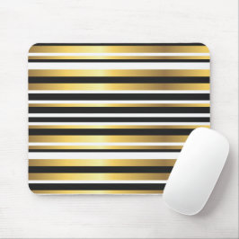 Mousepad Listras Vintage Pretas, Douradas e Brancas