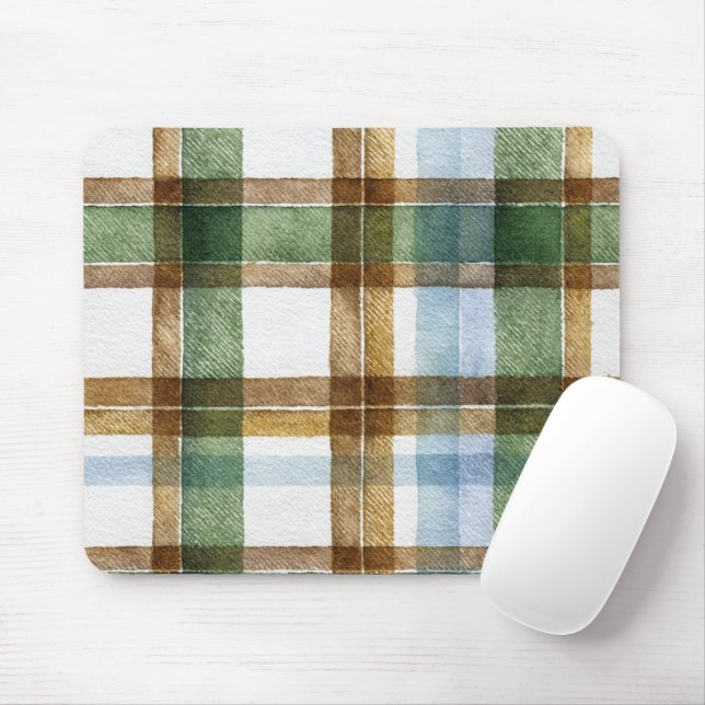 Mousepad Listras Xadrez Verde Marrom Azul (Com mouse)