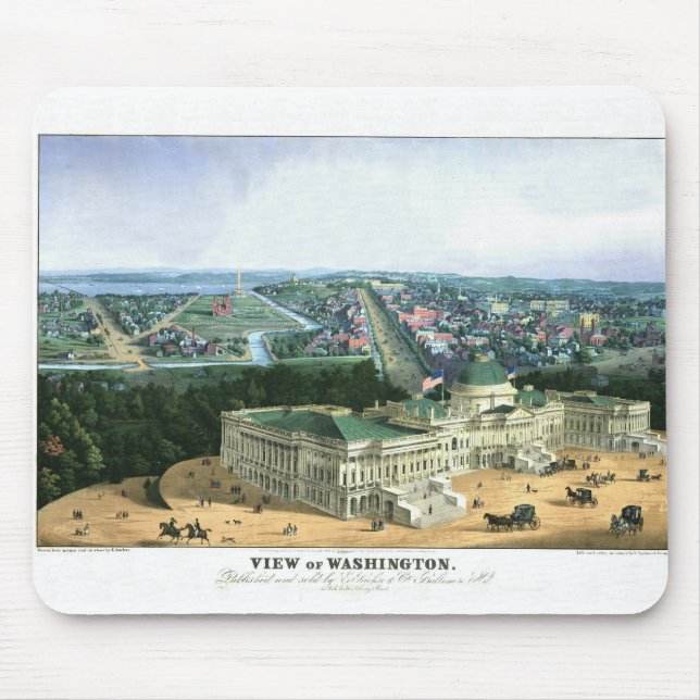 Mousepad Litografia de cor 1852 - vista de Washington (Frente)