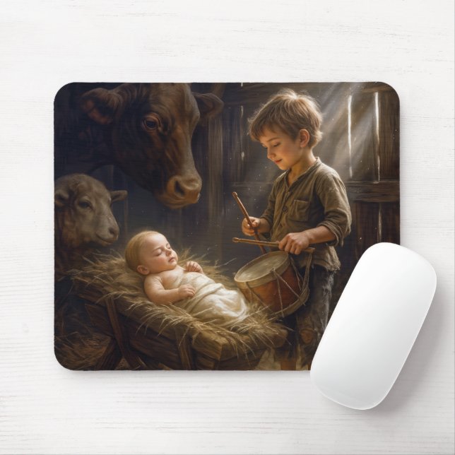 Mousepad Little Boy tocando seu tambor para bebê em Manger (Com mouse)
