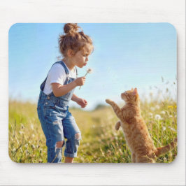 Mousepad Little Girl Blowing Dandelion Seeds