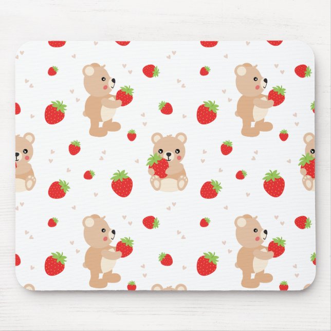Mousepad Little teddy bear with strawberry (Frente)