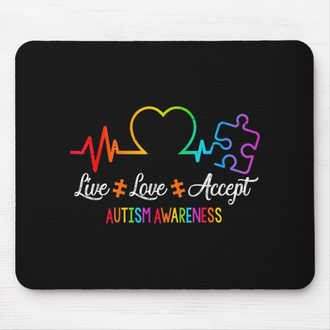 Mousepad Live Love Aceite Autismo Sensibilização Tie Dye Qu (Frente)