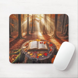 Mousepad Livro Aberto sobre o depósito da árvore do outono