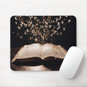 Mousepad Livro com Letras Voadoras e Faíscas
