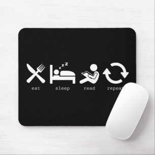Mousepad Livro Engraçado Lover Dorme Leia Repetir