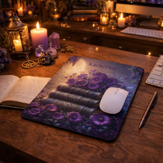 Mousepad Livro Gótico Roxo Floral