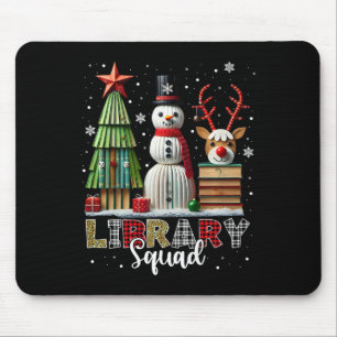 Mousepad Livros Bibliotecários de Natal Árvore de Natal Sno