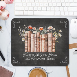 Mousepad Livros com Flores e Citação em Painéis Altos Preto