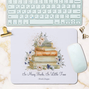 Mousepad Livros de Citações Personalizadas Rosas Azuis Bege