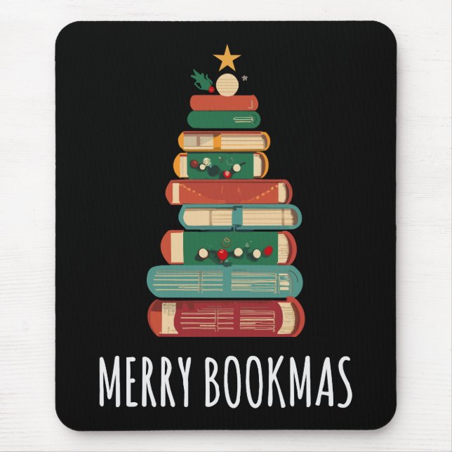Mousepad Livros de Feliz da Árvore de Natal (Frente)