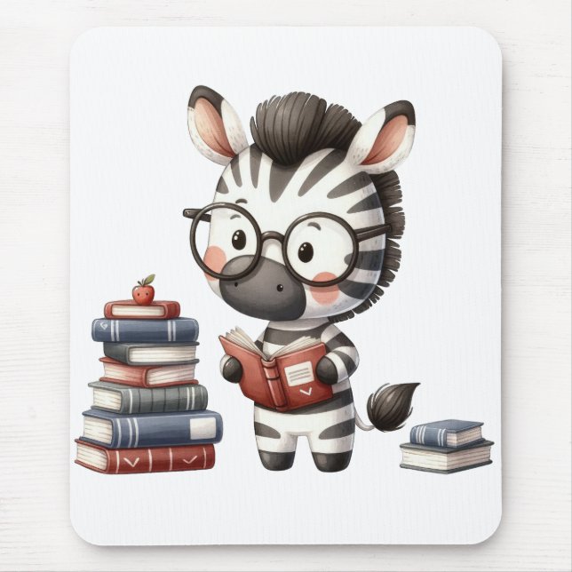 Mousepad Livros de Leitura da Zebra. (Frente)
