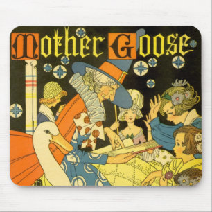 Mousepad Livros de leitura do ganso de mãe do vintage às