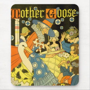 Mousepad Livros de leitura do ganso de mãe do vintage às