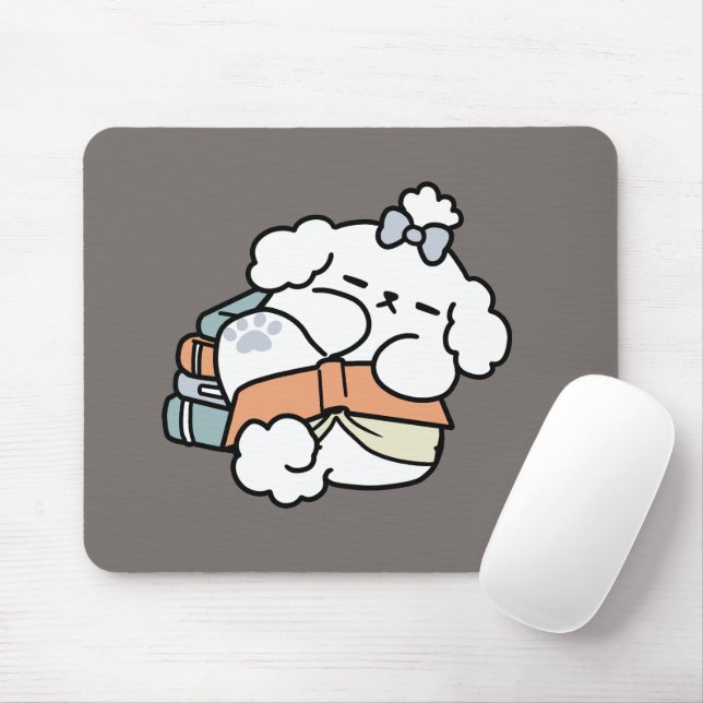 Mousepad Livros e Latidos - Design de Leitura de Cachorro S (Com mouse)